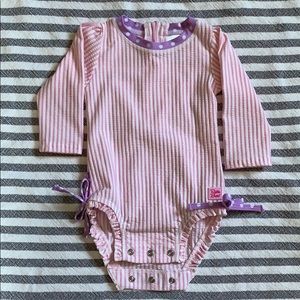 NWOT Ruffle Butts Pink Seersucker Rash Guard